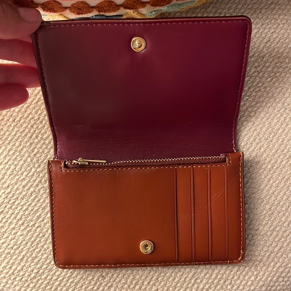 🌸NWT Coach Canvas Signature Floral Card Case Tan/Rust Beautiful! - Picture 6 of 7